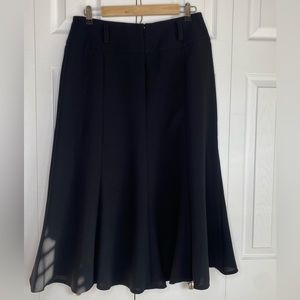 Women's Evan-Picone Skirt Midi-Maxi Black Flare Back Zip Belt Loops Size 10